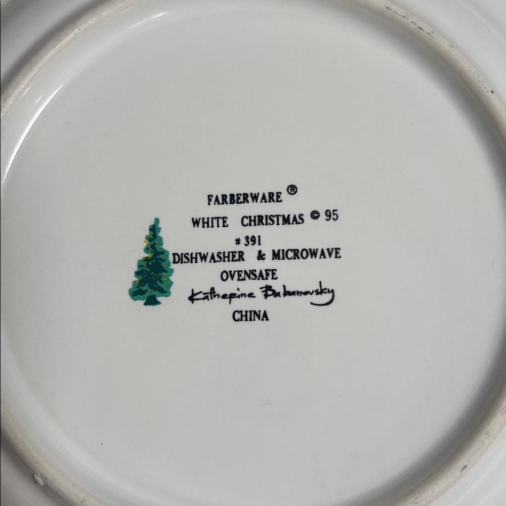 Farberware White Christmas 1995 Winter Scene Dessert Salad Plates - Set of 4 - Picture 7 of 9